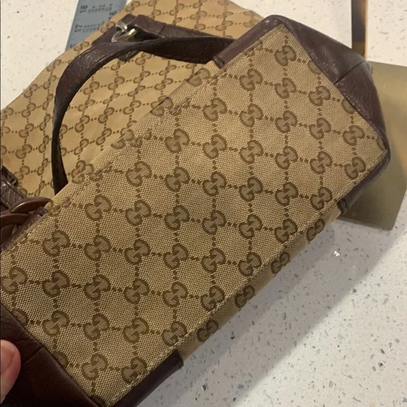 Gucci Brown Monogram Tote Bag EUC - Picture 9 of 13